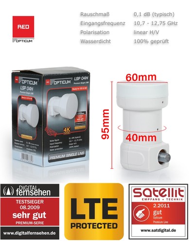 Lnb single 1db opticum - lnb, 0,1db